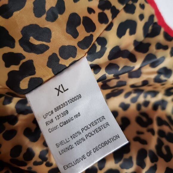 Rampage Womens Peacoat Size XL Red Toggle Full Zip Pockets Animal Print Lining - Picture 10 of 12